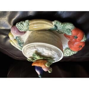 Vintage 1991 Fitz and Floyd Vegetable Garden Platter & Lidded Canister Set